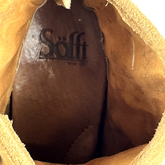 Sofft Boots Womens 7.5 Tan Suede Leather Boho Western Heels Ankle Buckle Zipper - Picture 11 of 13